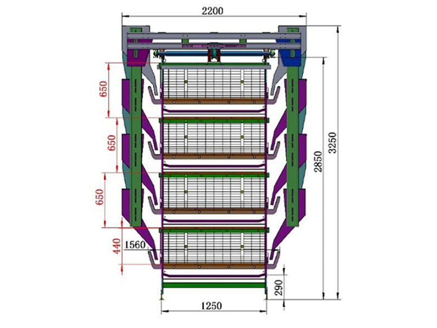 drawing-of-4-tier-H-type-pullet-cage