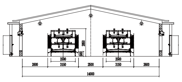 drawings of FAMtech aviary poultry systems