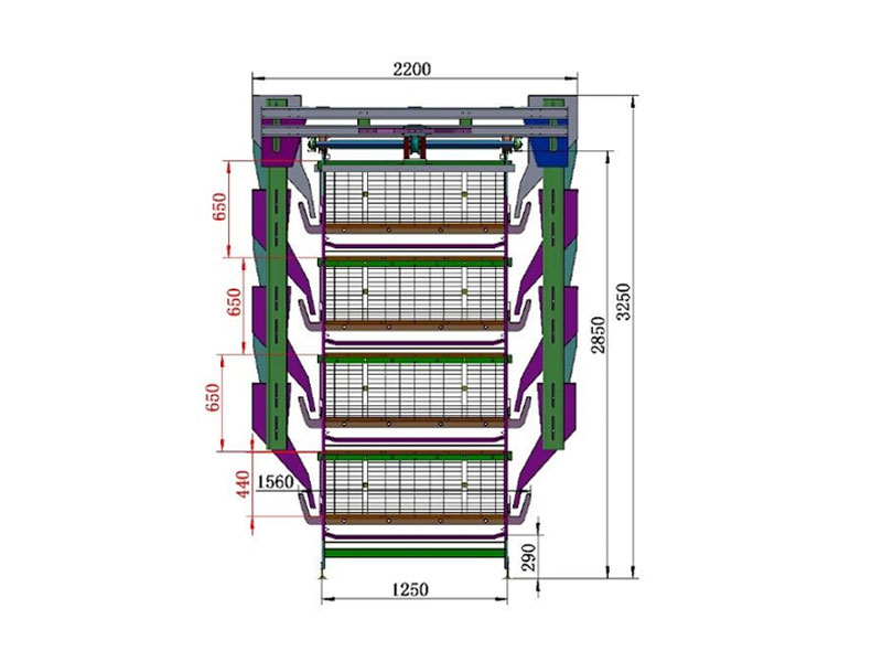 drawing of H type chick cage