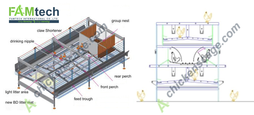 design features of aviary poultry systems