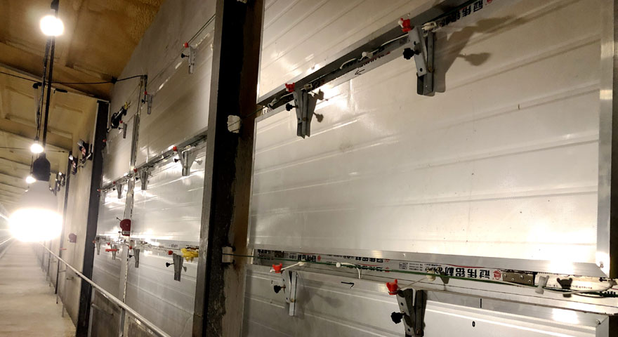 lighting and temperature control for battery cage for layers